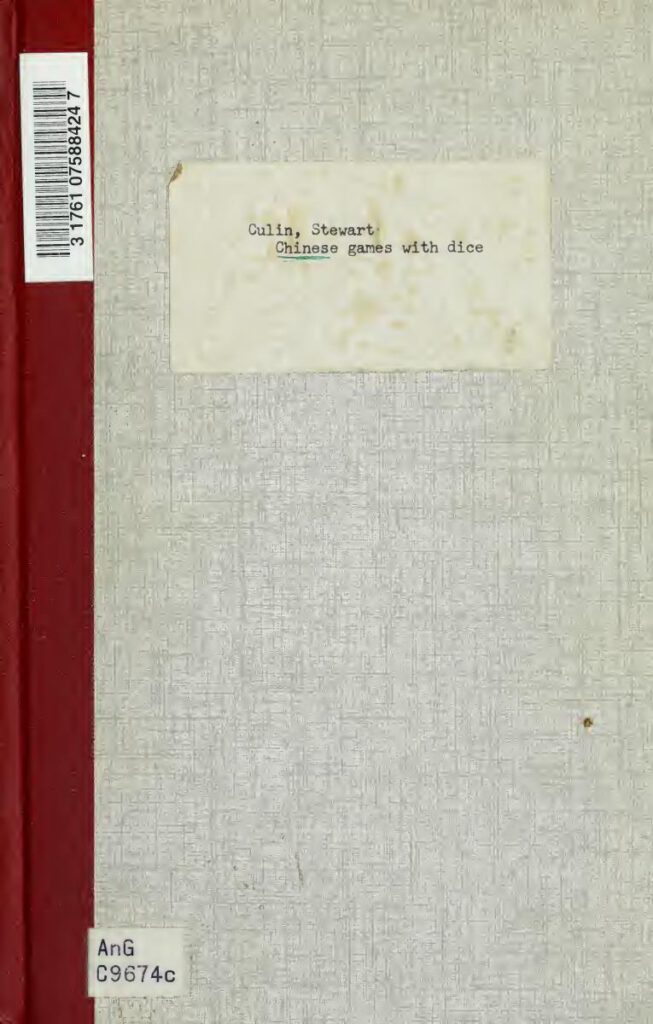 Chinese Games With Dice By S. Culin (1889)