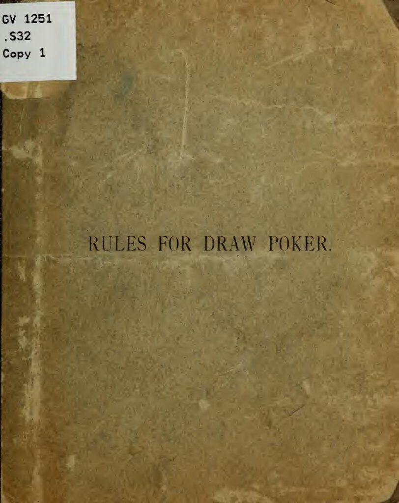 Draw. Rules For Playing Poker By R. Schenck (1880)